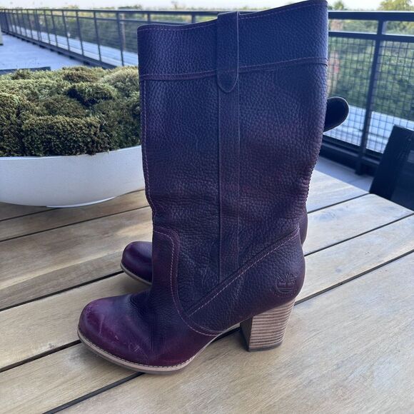 Timberland Women's Boots Rudston Burgundy Weather Proof Pull On SZ 8 - Picture 4 of 6
